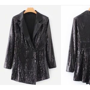 Sequin blazer romper dress